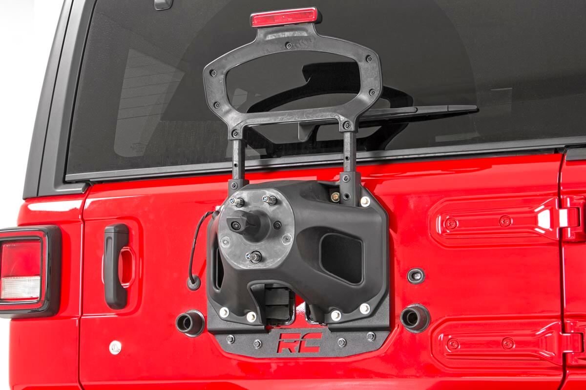 Rough Country | Spare Tire Relocation Kit | Jeep Spare Tire Relocation Bracket 18-20 Wrangler JL No Rear Proximity Sensors Rough Country | 10529