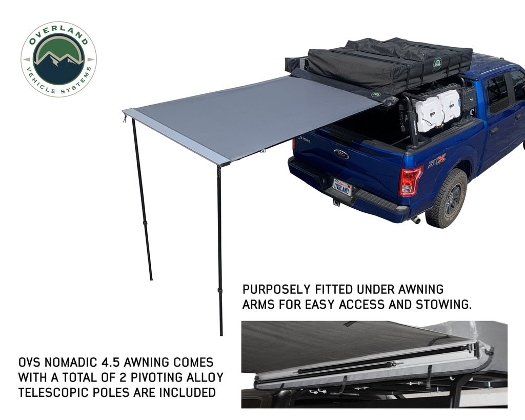 OVS | Portable Awning | Nomadic Awning 4.5 The Perfect 4.5 Awning with Black Cover Overland Vehicle Systems | 18039909