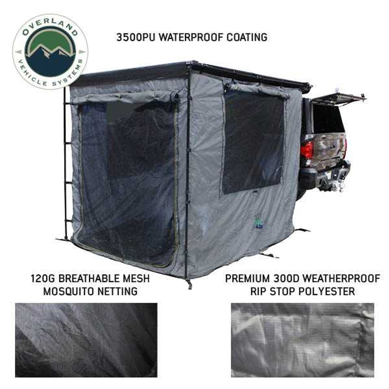 OVS | Tent Annex Room | HD Nomadic 2.0 Awning Room Enclosure, Grey Body, Green Trim (4 Walls and Floor) | 18089920