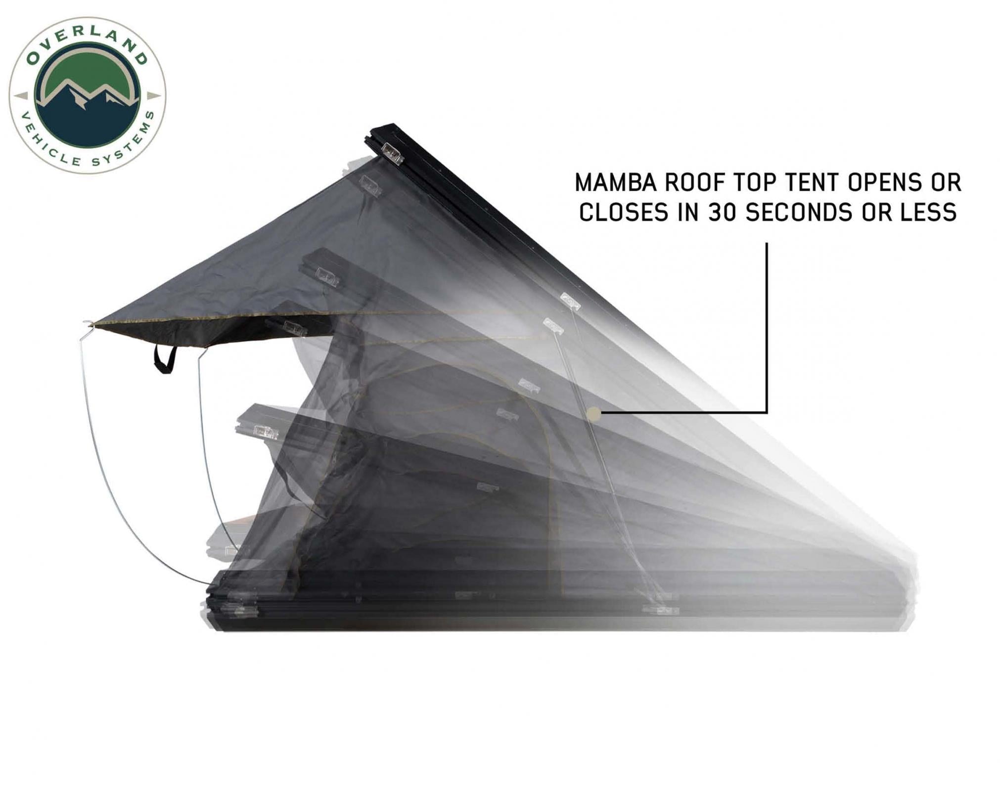 OVS | Roof Top Tent | HD Mamba Clam Shell Aluminum Hard Shell Roof Top Tent, Grey Body & Green Trim | 18099901