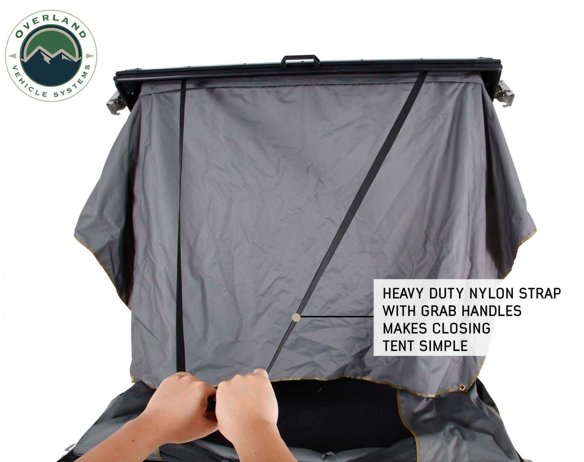 OVS | Roof Top Tent | HD Mamba Clam Shell Aluminum Hard Shell Roof Top Tent, Grey Body & Green Trim | 18099901