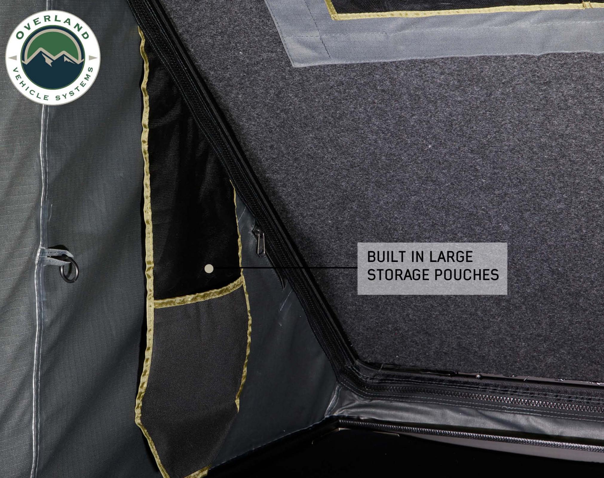 OVS | Roof Top Tent | HD Mamba Clam Shell Aluminum Hard Shell Roof Top Tent, Grey Body & Green Trim | 18099901