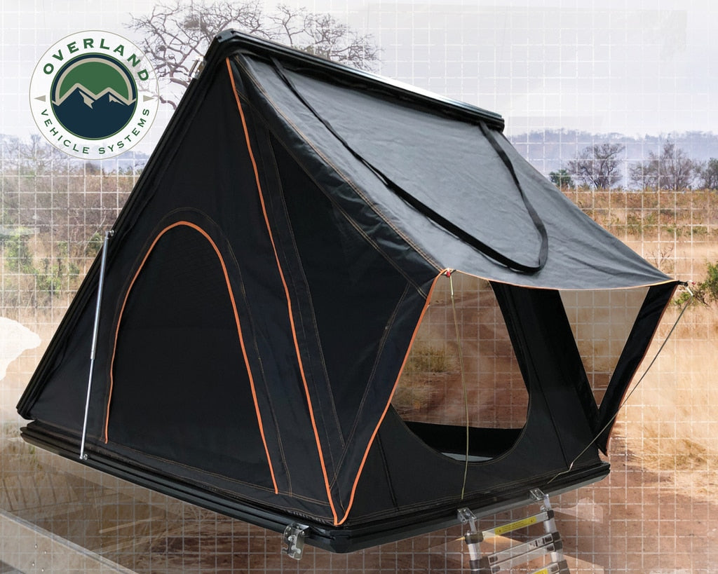 OVS | Roof Top Tent | HD Sidewinder Side Load Aluminum Hard Shell Roof Top Tent, Grey Body & Green Trim | 18109901