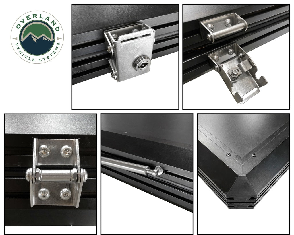 OVS | Roof Top Tent | HD Sidewinder Side Load Aluminum Hard Shell Roof Top Tent, Grey Body & Green Trim | 18109901