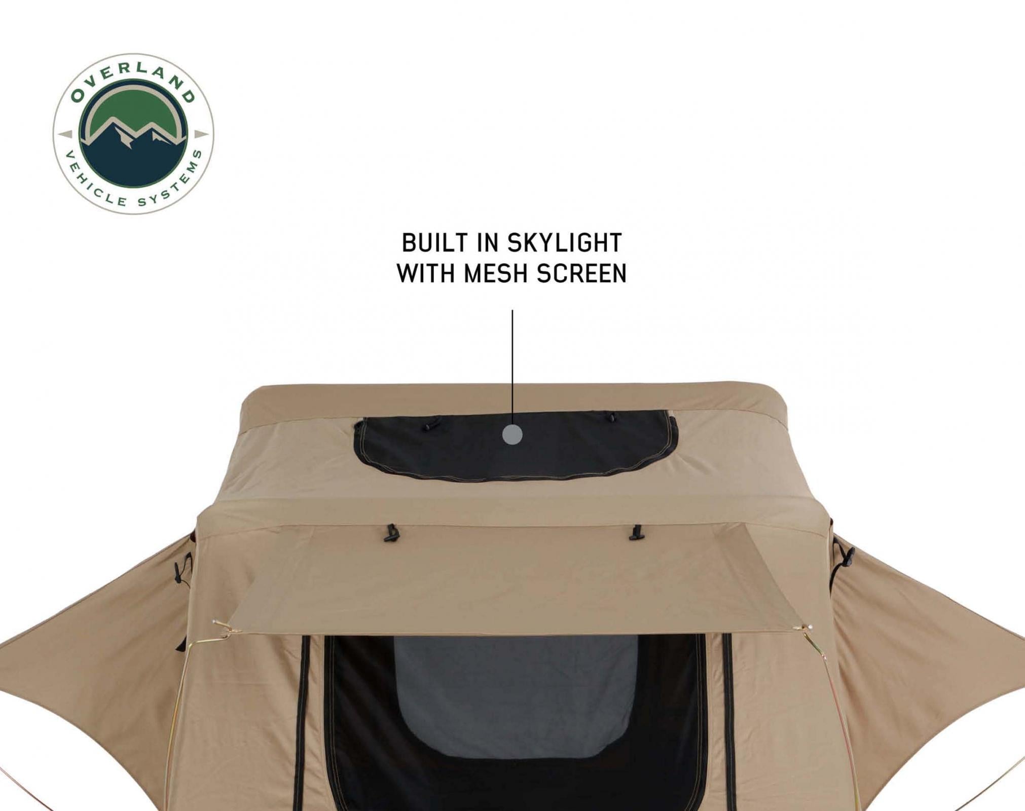 OVS | Roof Top Tent | LD TMBK 3 Soft Shell Roof Top Tent, Tan Body & Green Rainfly | 18119933