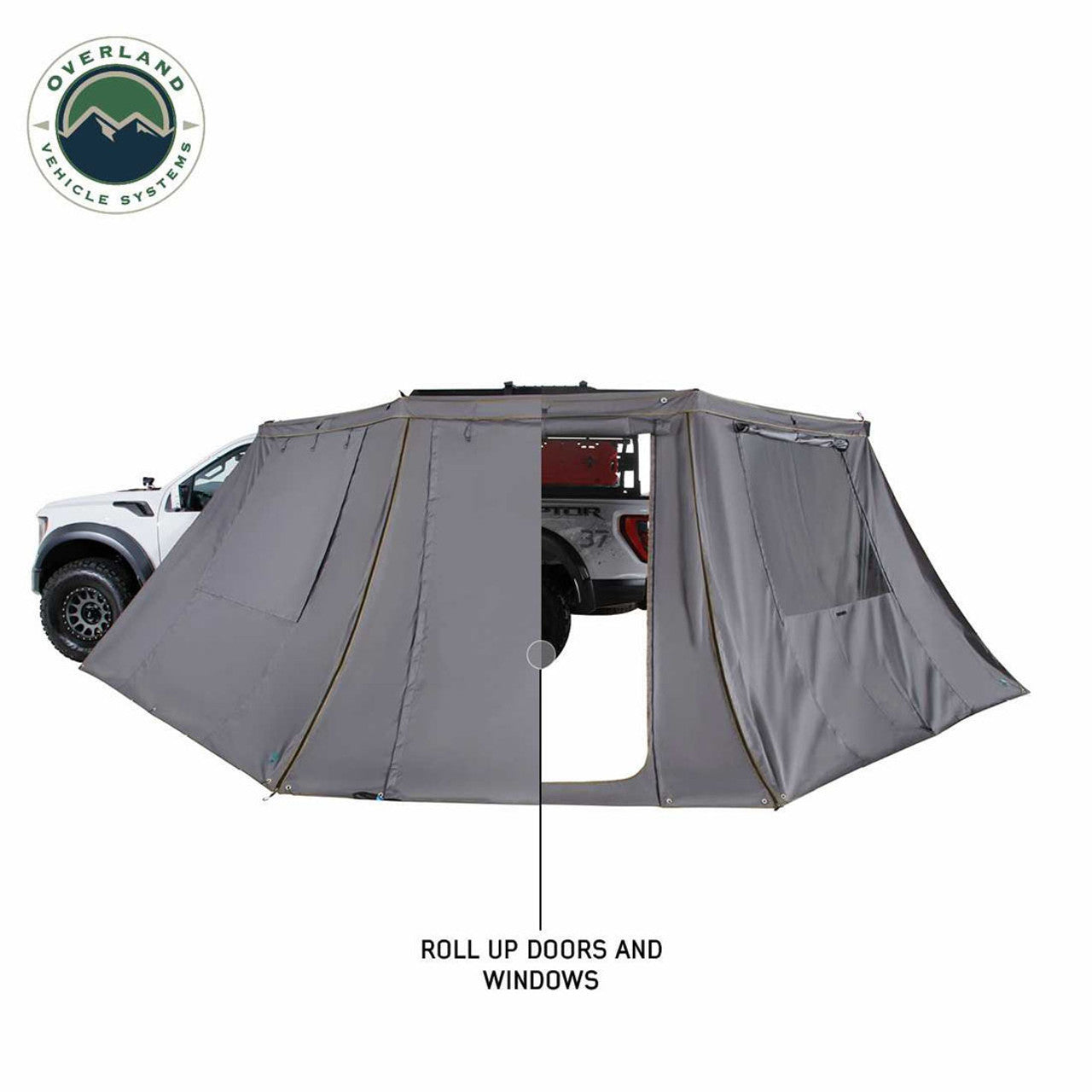 OVS | Portable Awning | HD Nomadic 180 - LTE Awning Wall, Universal, Grey Body, Green Trim W/Storage Bag Overland Vehicle Systems | 18159919