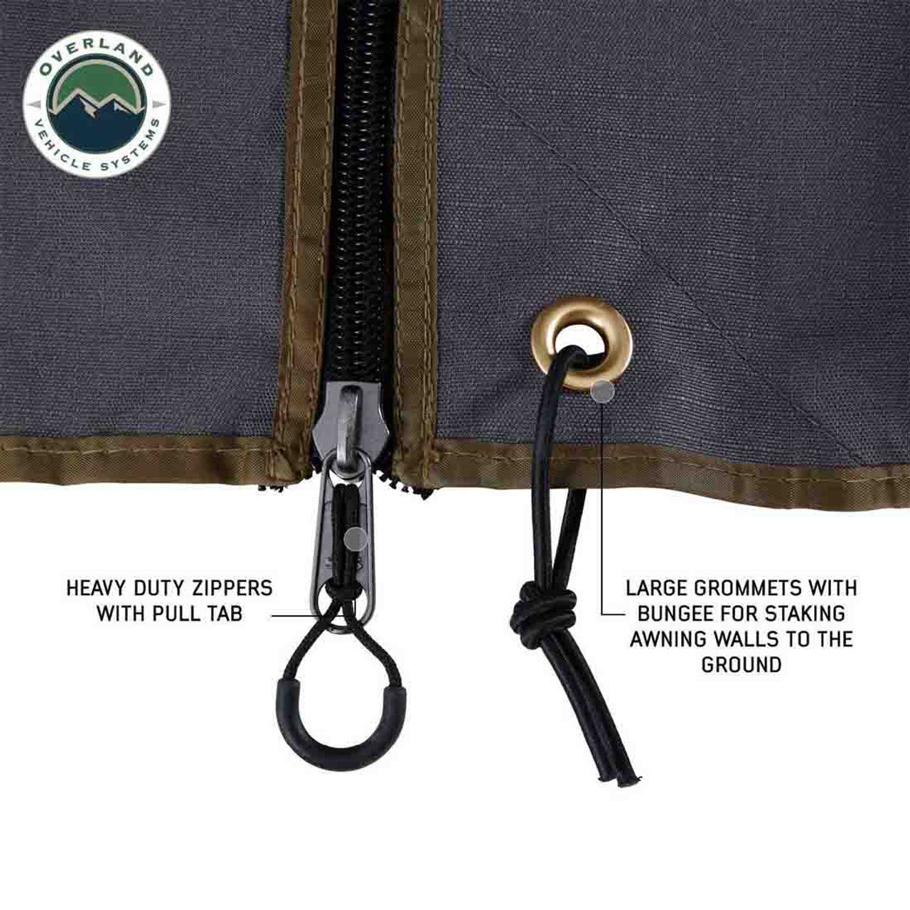 OVS | Portable Awning | HD Nomadic 180 - LTE Awning Wall, Universal, Grey Body, Green Trim W/Storage Bag Overland Vehicle Systems | 18159919