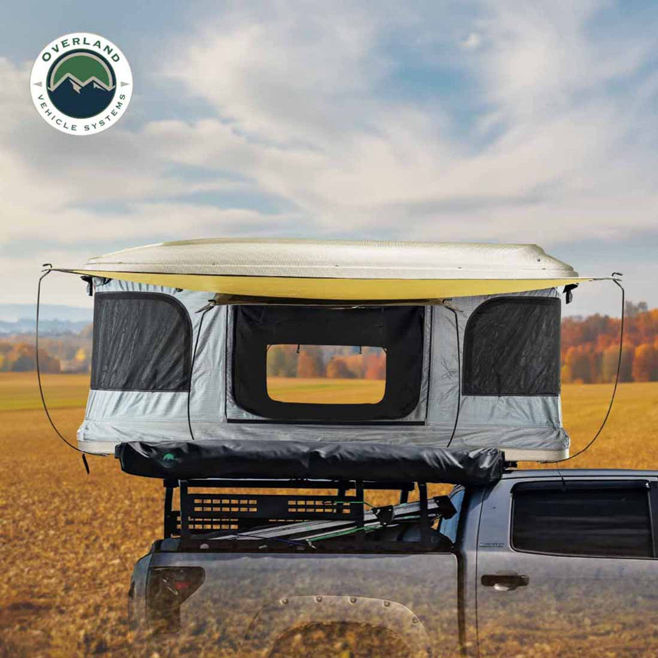OVS | Roof Top Tent | HD Bundu 2 - Hard Shell Pop Up Roof Top Tent, 2 Person, Grey Body and Black Rainfly Overland Vehicle Systems | 18199901