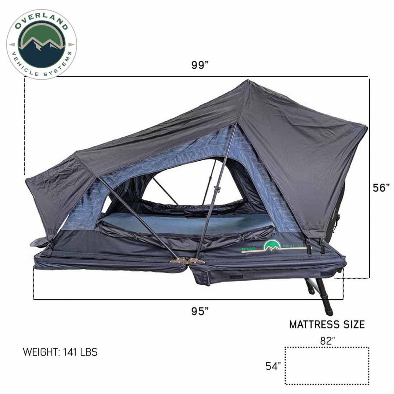 OVS | Roof Top Tent | XD Sherpa S2S - Soft Sided Roof Top Tent, 2 Person, Grey Body and Black Rainfly Overland Vehicle Systems | 18209902