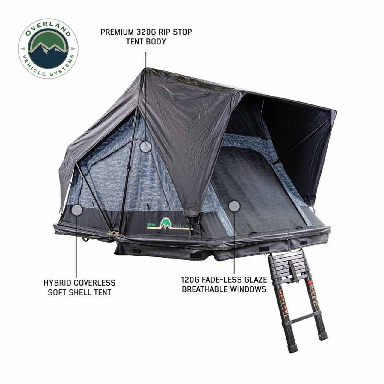 OVS | Roof Top Tent | XD Sherpa S2S - Soft Sided Roof Top Tent, 2 Person, Grey Body and Black Rainfly Overland Vehicle Systems | 18209902