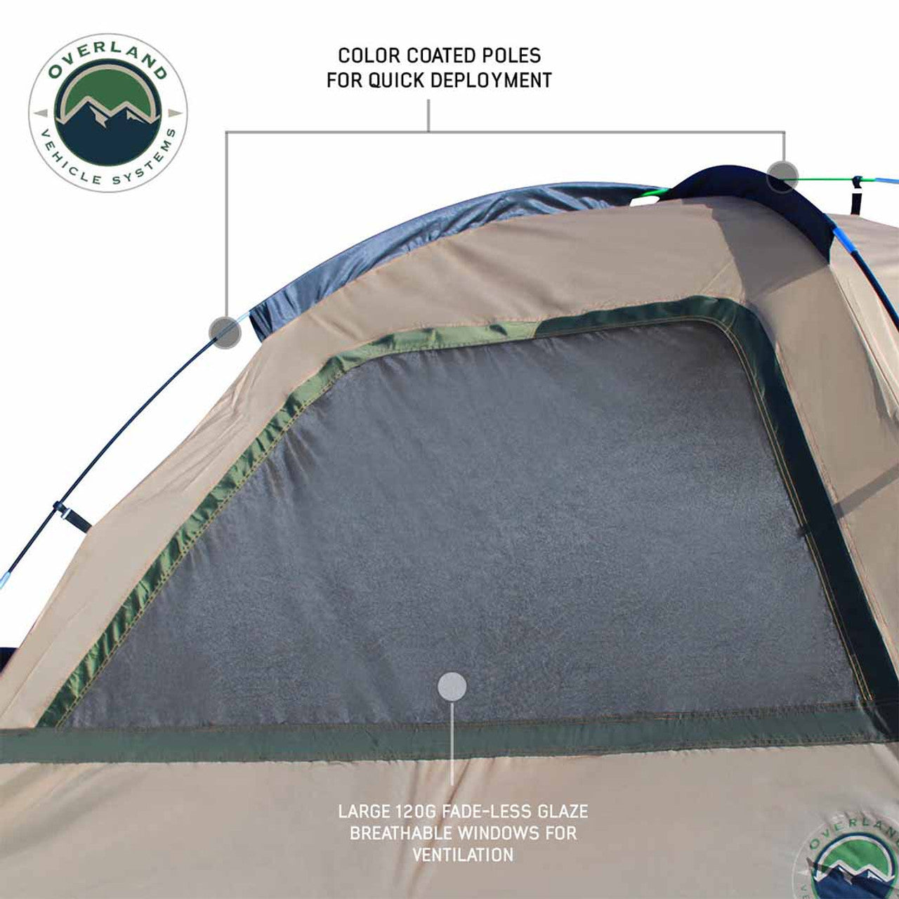 OVS | Tent | LD TACT - Bed Tent Full Size 6.5 Foot, Tan Body and Green Rainfly Overland Vehicle Systems | 18252542