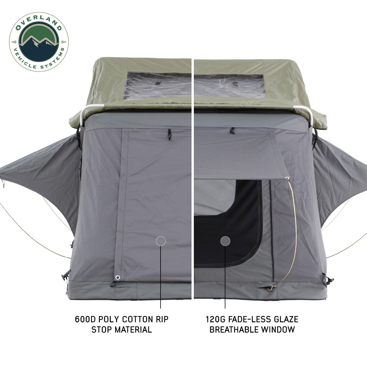OVS | Roof Top Tent | HD Nomadic 4 Extended Soft Shell Roof Top Tent, Grey Body & Green Rainfly | 18349936