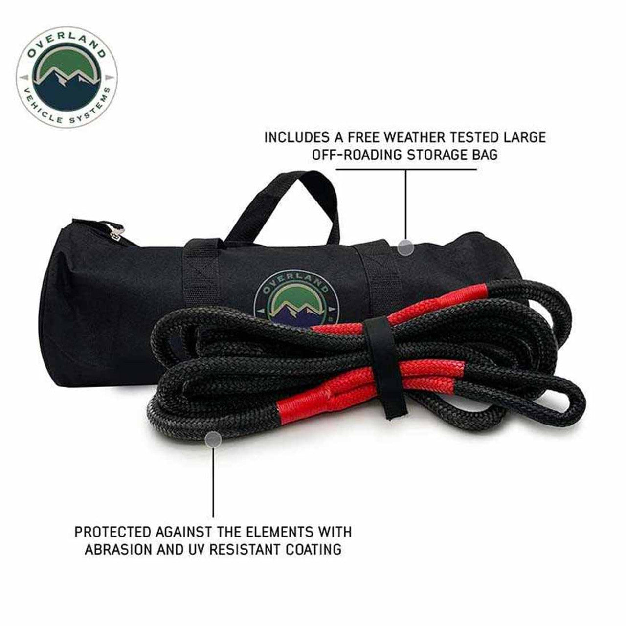 OVS | Recovery Rope | Brute Kinetic Recovery Rope 1 1/2 Inch x 30 Foot With Storage Bag Overland Vehicle Systems | 19009922