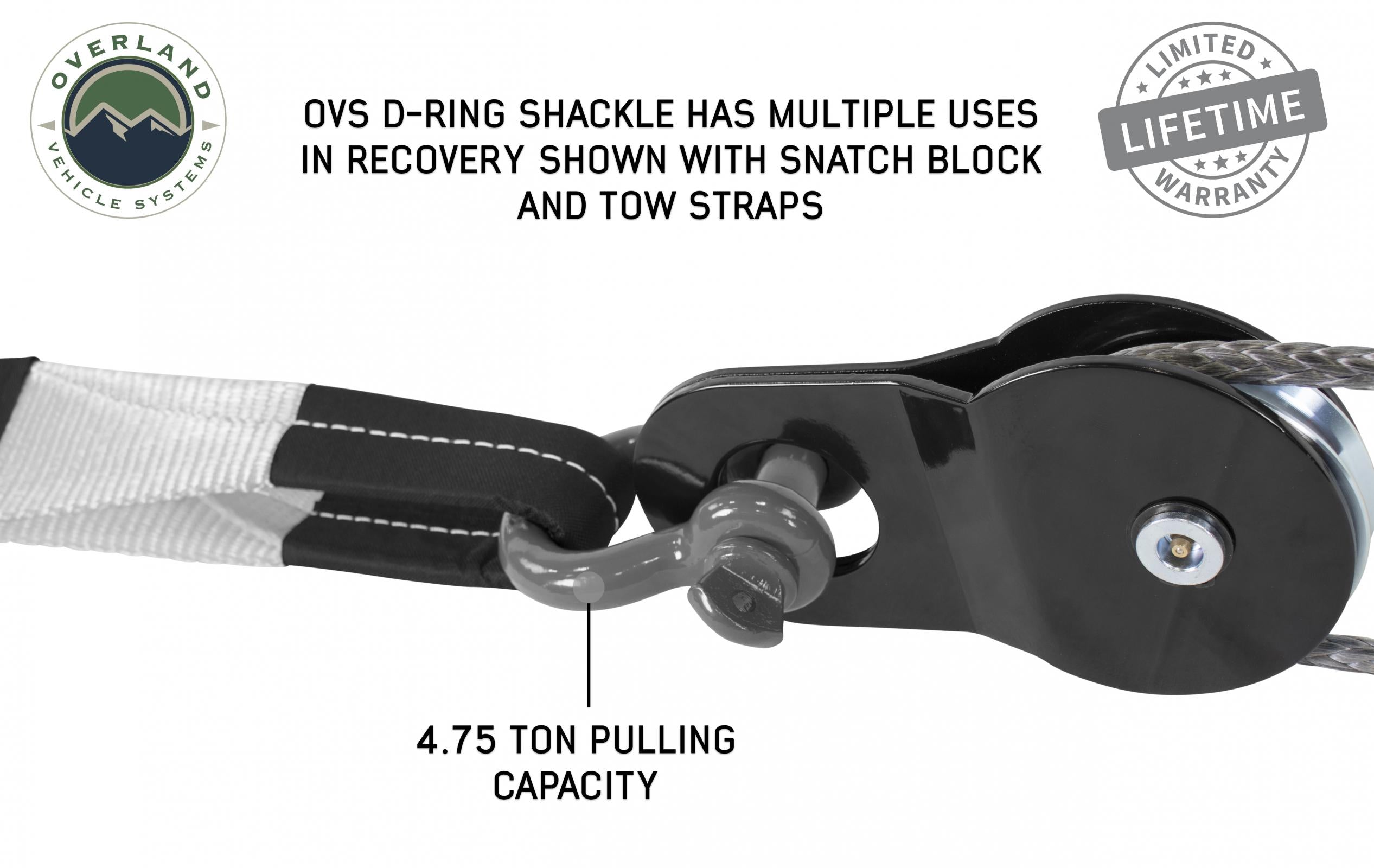 OVS | Recovery Kit | Buy Overland Vehicle Systems Recovery Shackle D Ring 3/4 Inch 4.75 Ton Grey Overland Vehicle Systems | 19010206