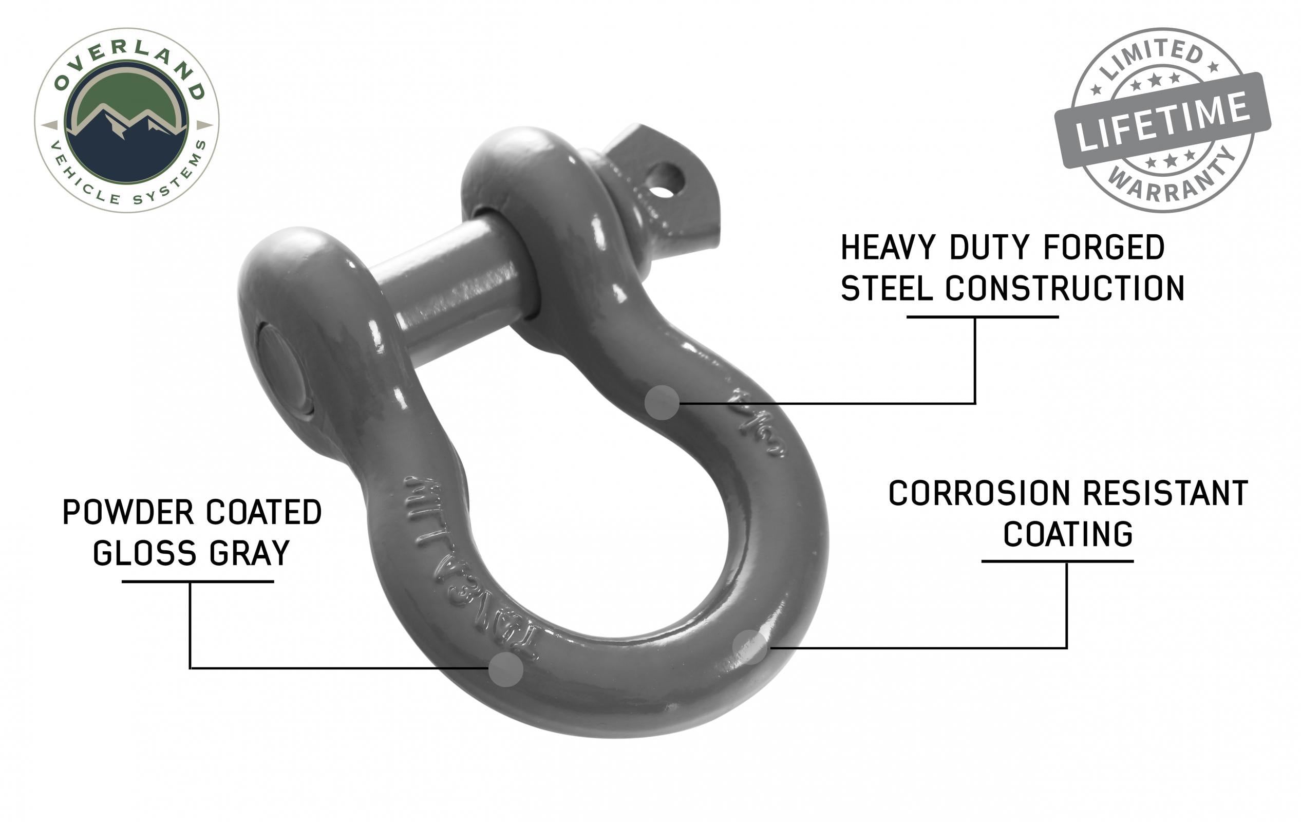 OVS | Recovery Kit | Buy Overland Vehicle Systems Recovery Shackle D Ring 3/4 Inch 4.75 Ton Grey Overland Vehicle Systems | 19010206