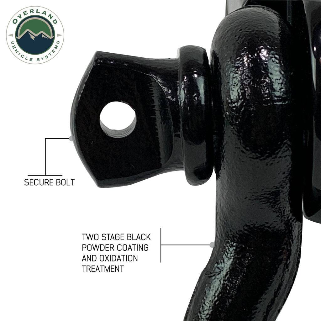OVS | Winch Shackle | Receiver Mount Recovery Shackle 3/4" 4.75 Ton Rated Black Universal | 19109901