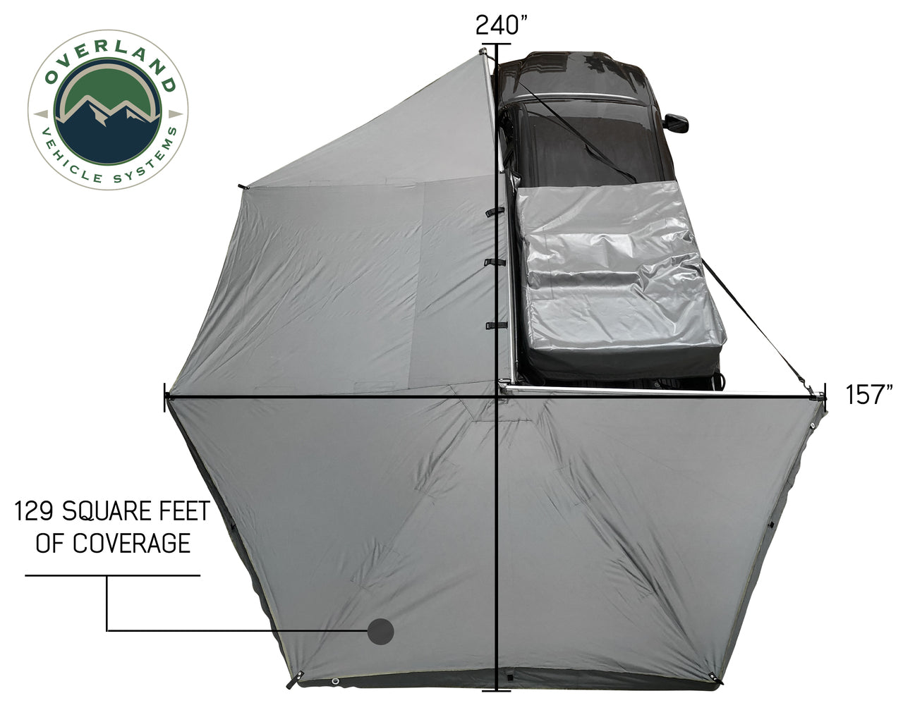 OVS | Roof Top Tent | HD Nomadic 270 Degree Driver Side Awning with Bracket Kit for Mid - High Roofline Vans | 19519908