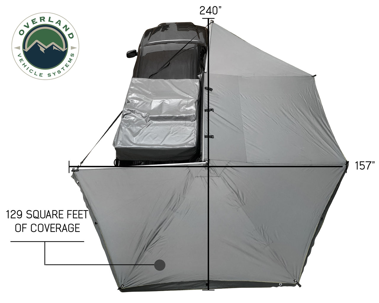 OVS | Roof Top Tent | HD Nomadic 270 Passenger Side Awning with Bracket Kit for Mid - High Roofline Vans | 19529908