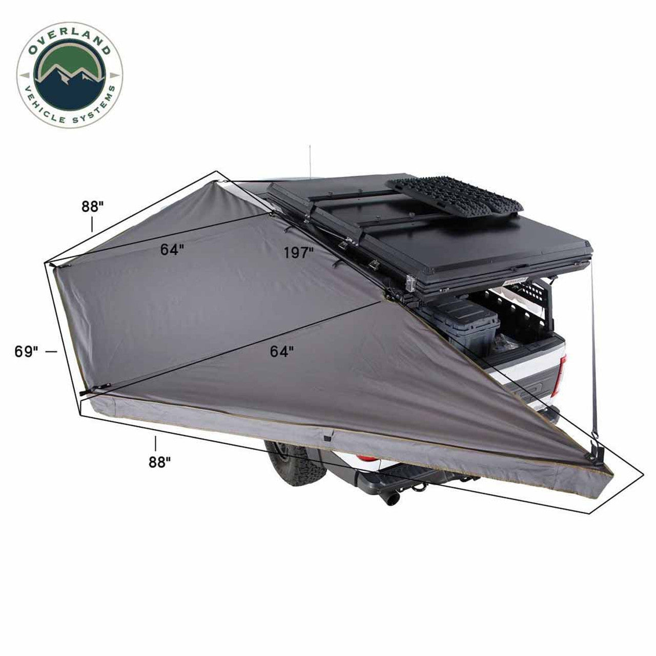 OVS | Portable Awning | HD Nomadic 180 LTE - Awning, Grey Body, Green Trim and Black Travel Cover Overland Vehicle Systems | 19609917