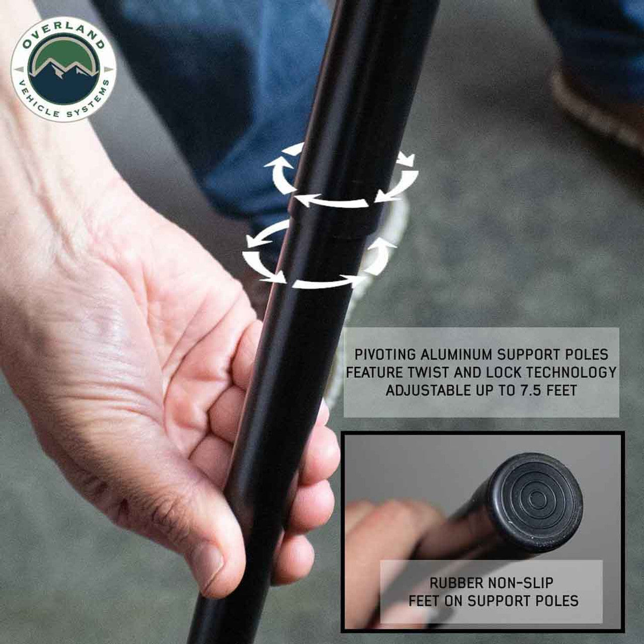 OVS | Portable Awning | HD Nomadic 180 LTE - Awning, Grey Body, Green Trim and Black Travel Cover Overland Vehicle Systems | 19609917