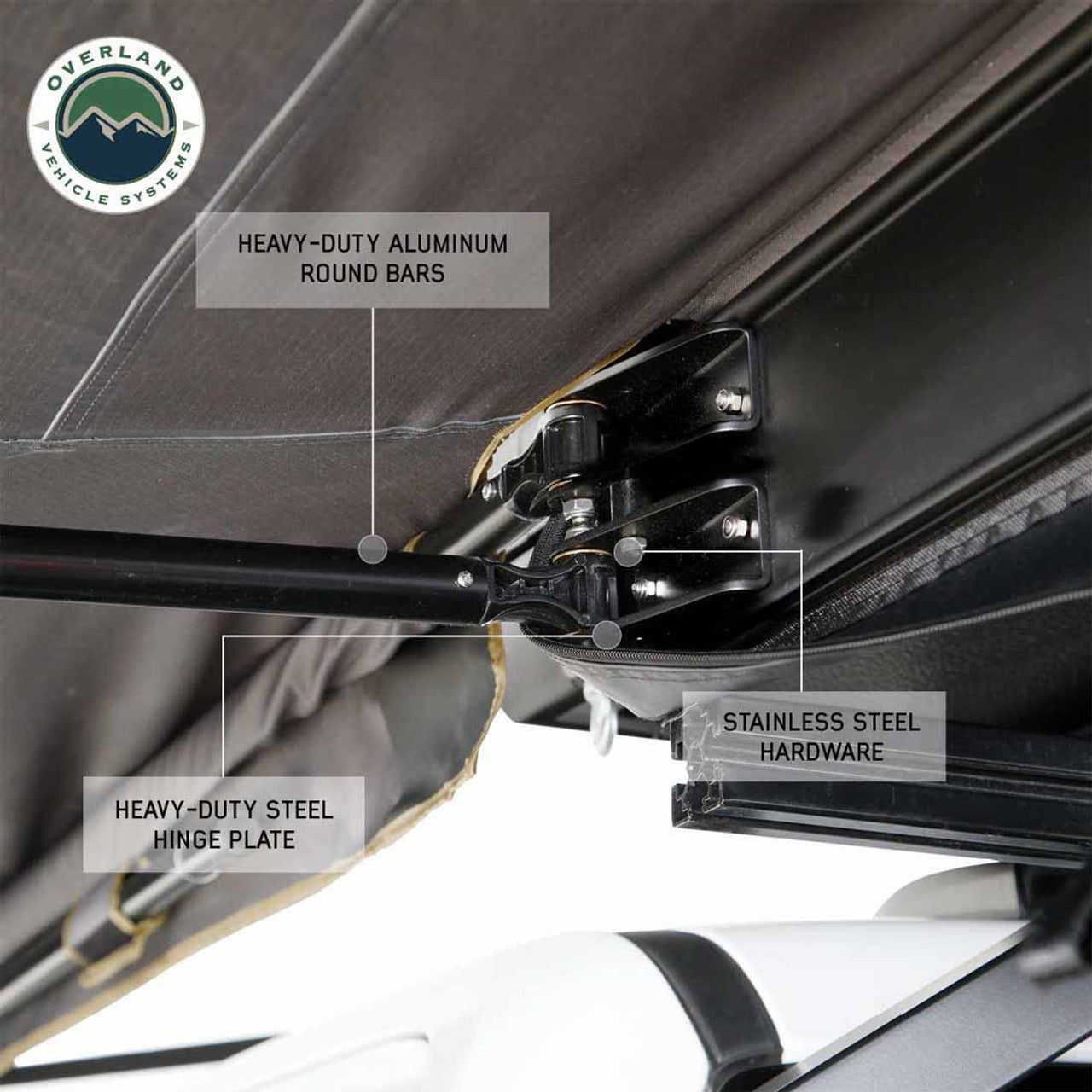 OVS | Portable Awning | HD Nomadic 180 LTE - Awning, Grey Body, Green Trim and Black Travel Cover Overland Vehicle Systems | 19609917
