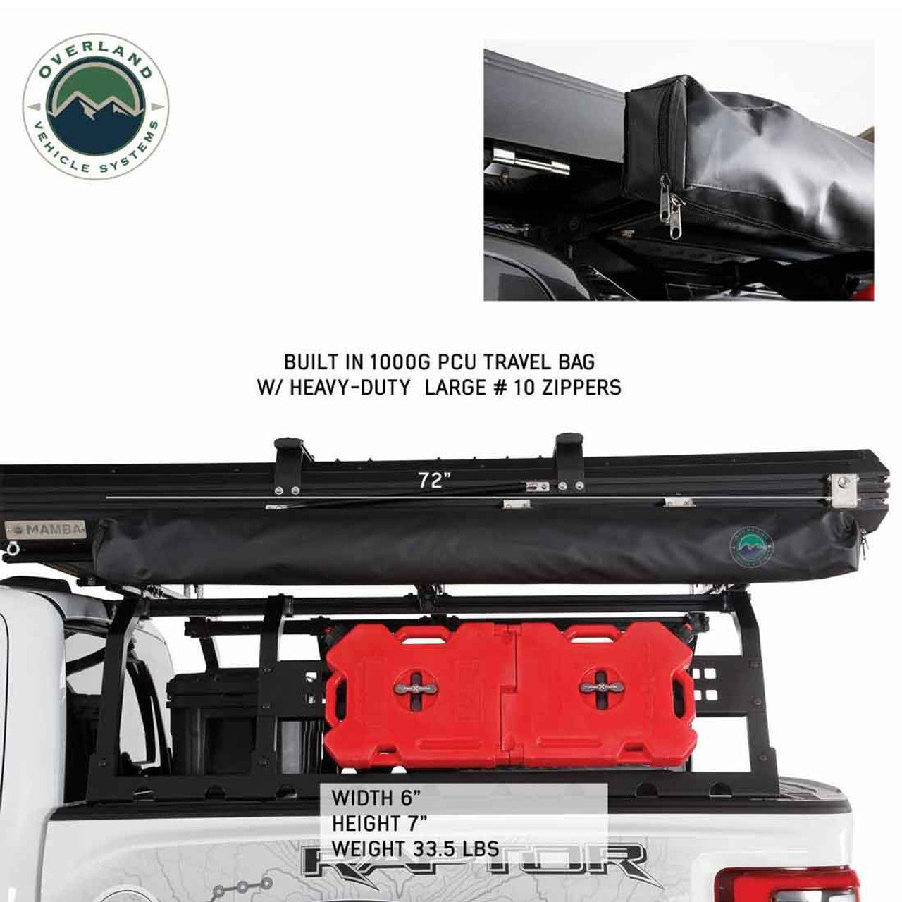 OVS | Portable Awning | HD Nomadic 180 LTE - Awning, Grey Body, Green Trim and Black Travel Cover Overland Vehicle Systems | 19609917