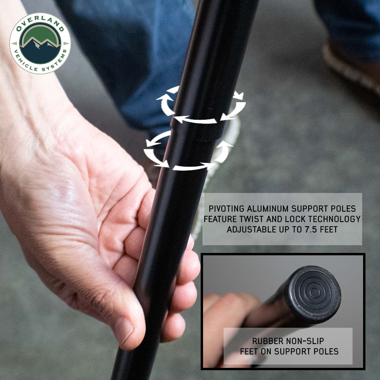 OVS | Roof Top Tent | HD Nomadic 270 LTE Awning - Passenger Side - Dark Gray with Black Travel Cover Universal | 19689909