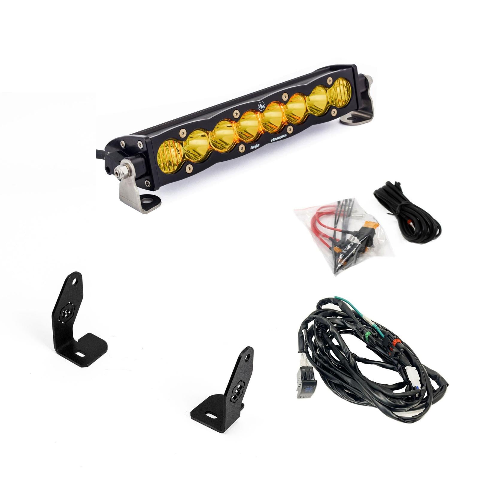 Baja Designs | LED Light Bars | S8 10 Inch Light Bar Hood Mount Kit Polaris 2025 RZR ProR; ProS; ProXP, Baja Amber Baja Designs | 44-8300