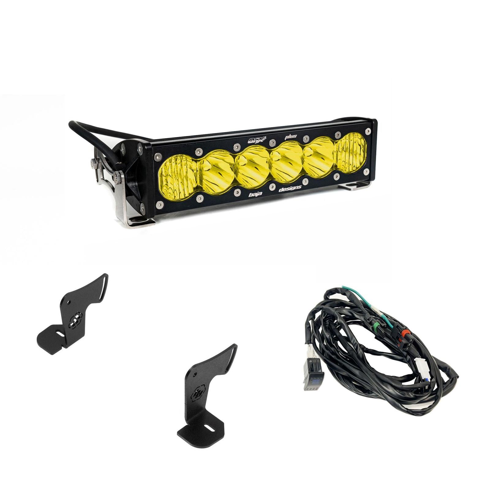 Baja Designs | LED Light Bars | OnX6+ 10 Inch Light Bar Hood Mount Kit Polaris 2025 RZR ProR; ProS; ProXP, Baja Amber Baja Designs | 44-8302