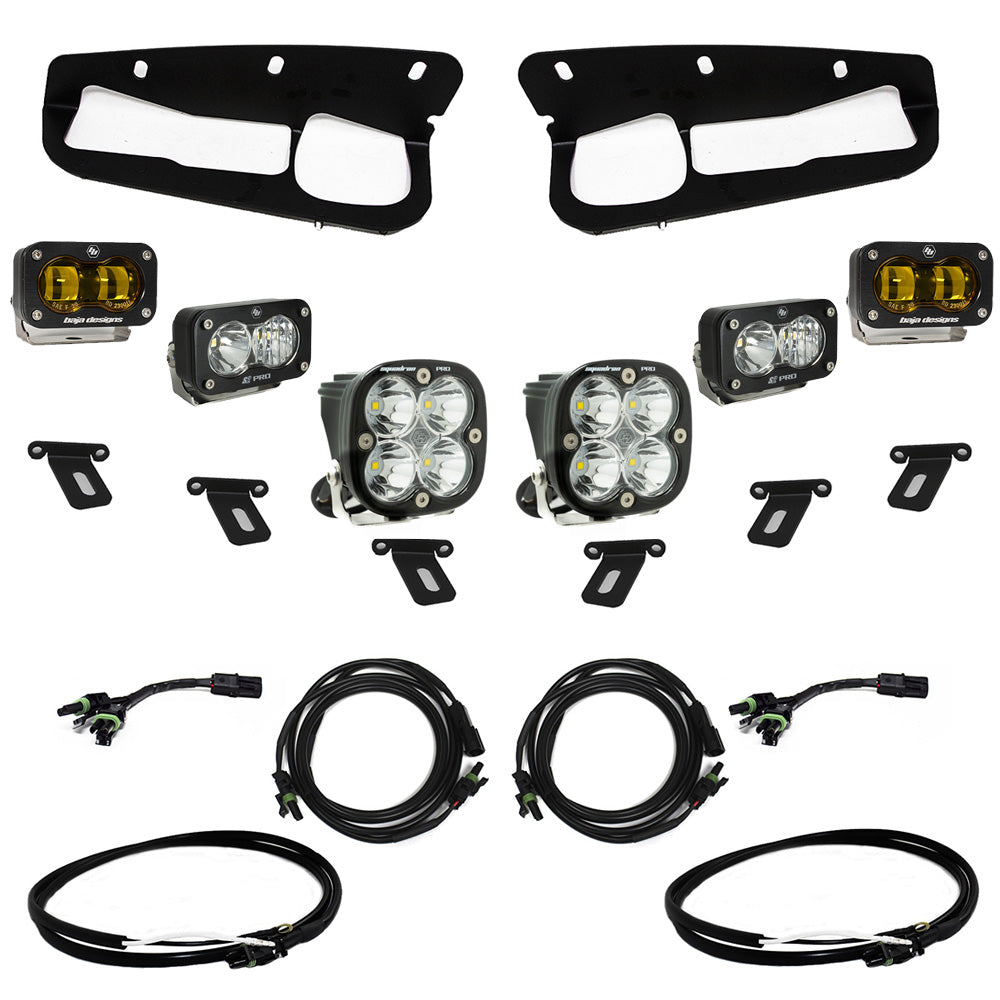 Baja Designs | Fog Lights | Ford Bronco (21-Present) S2 SAE Baja Amber FPK Pro w/Upfitter Wiring Harness for OEM Steel Bumper Baja Designs | 448179UP