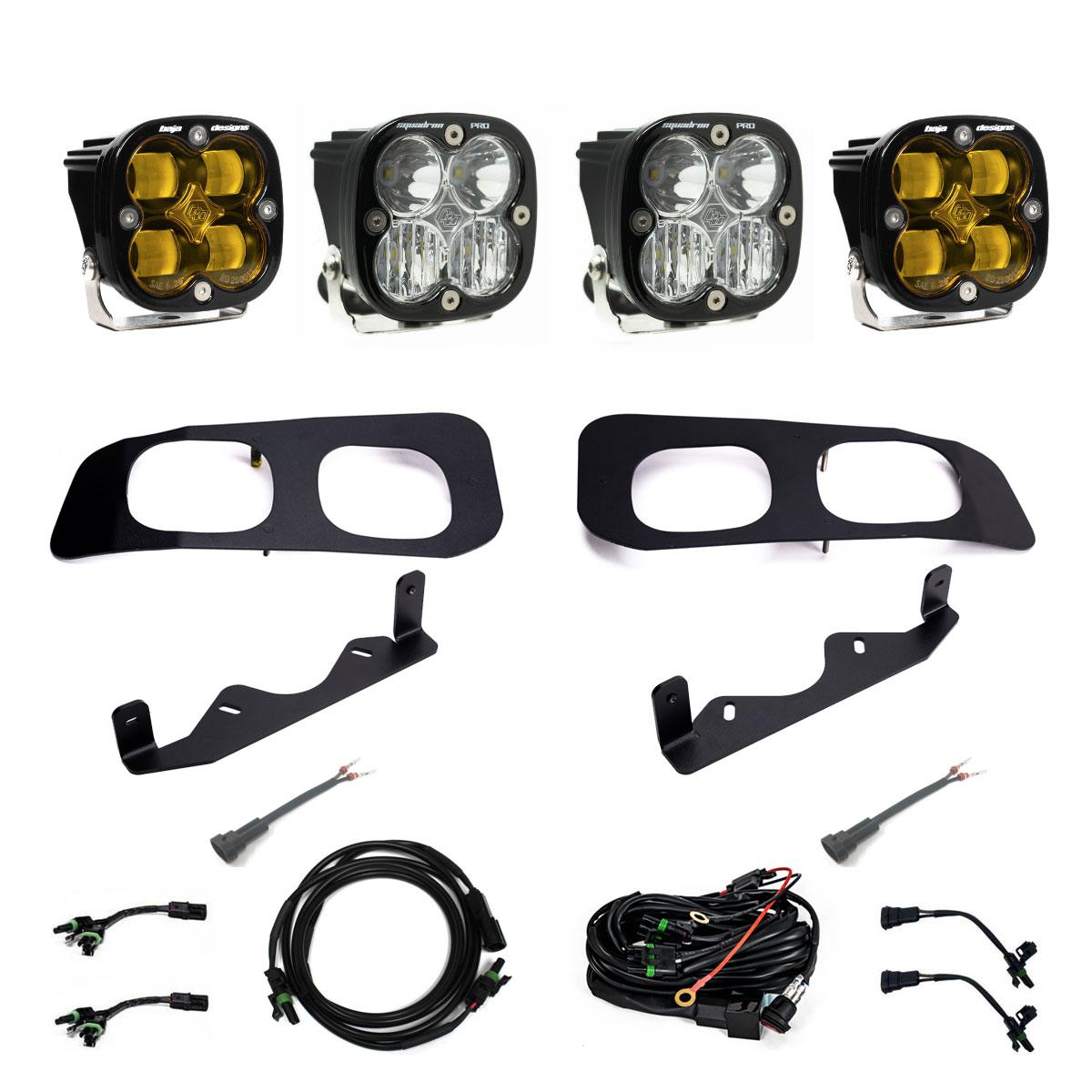 Baja Designs | Fog Lights | Squadron SAE/Pro Fog Pocket Kit 2023-On Ford F-250/350 Super Duty SAE Fog Baja Amber Toggle Wiring | 448228
