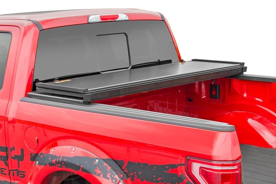 Rough Country | Tonneau Covers|Truck Bed|Exterior Parts & Car Care | Hard Folding Bed Cover 6.5 Ft Bed 15-21 Ford F-150 2WD/4WD Rough Country | 45515650A