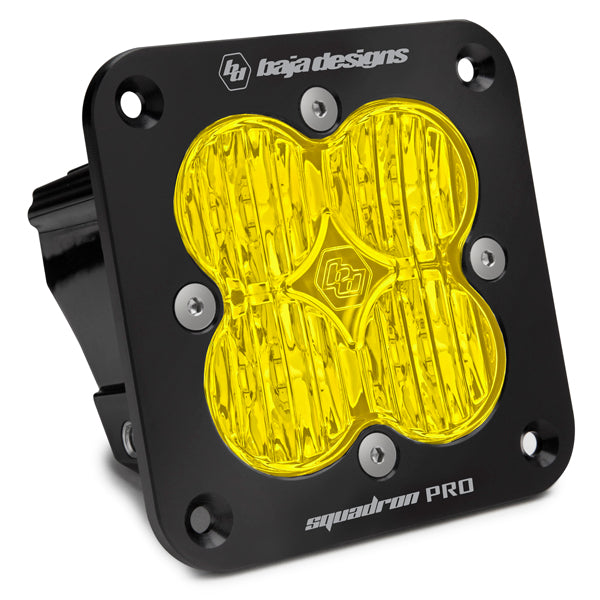 Baja Designs | LED Light Pods | Flush Mount LED Light Pod Black Baja Amber Lens Wide Cornering Pattern Squadron Pro Baja Designs | 491015