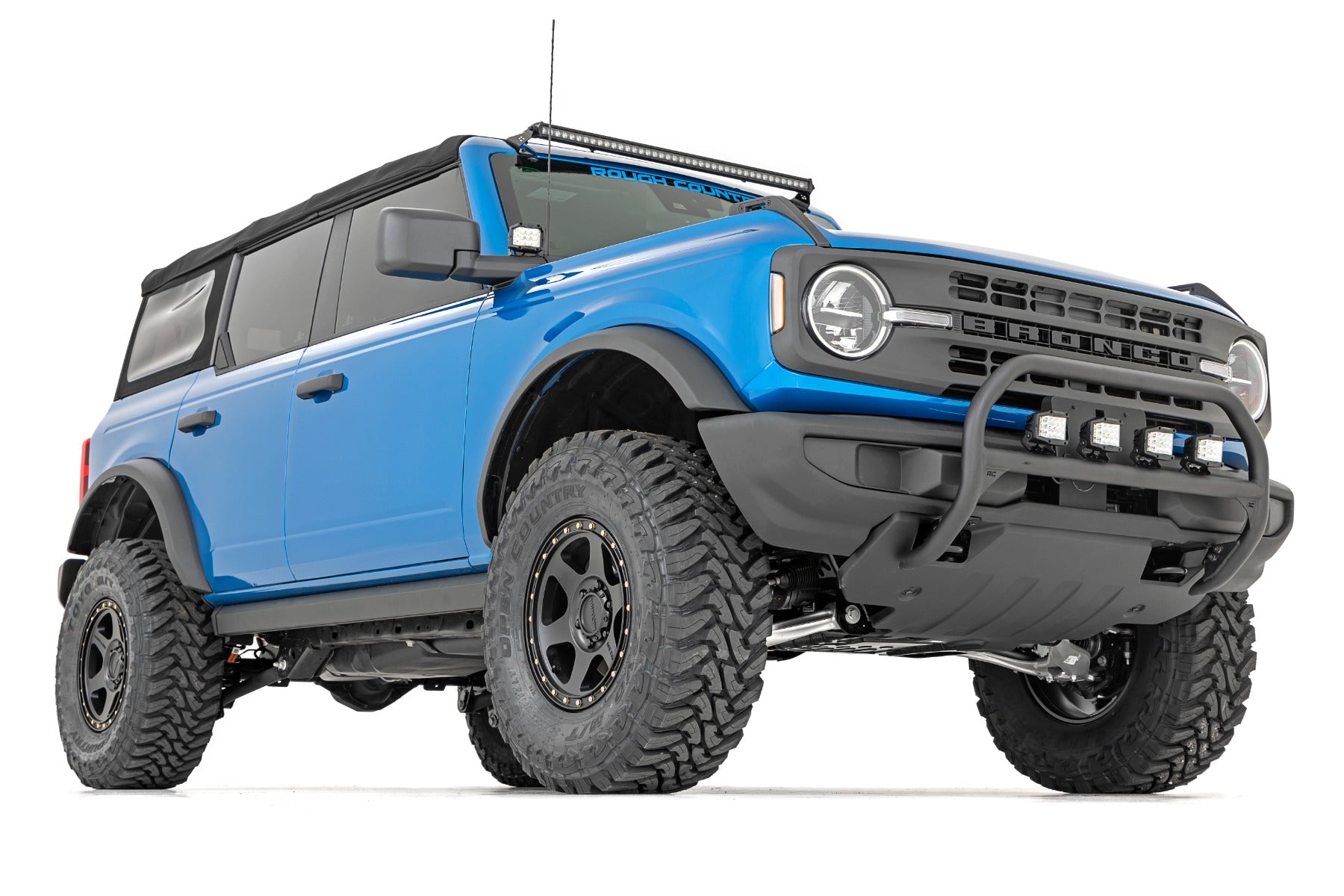 Rough Country | Bumper Bull Bar | Nudge Bar 3 Inch Osram Wide Angle Led (x4) 21-Up Ford Bronco 4WD Rough Country | 51050