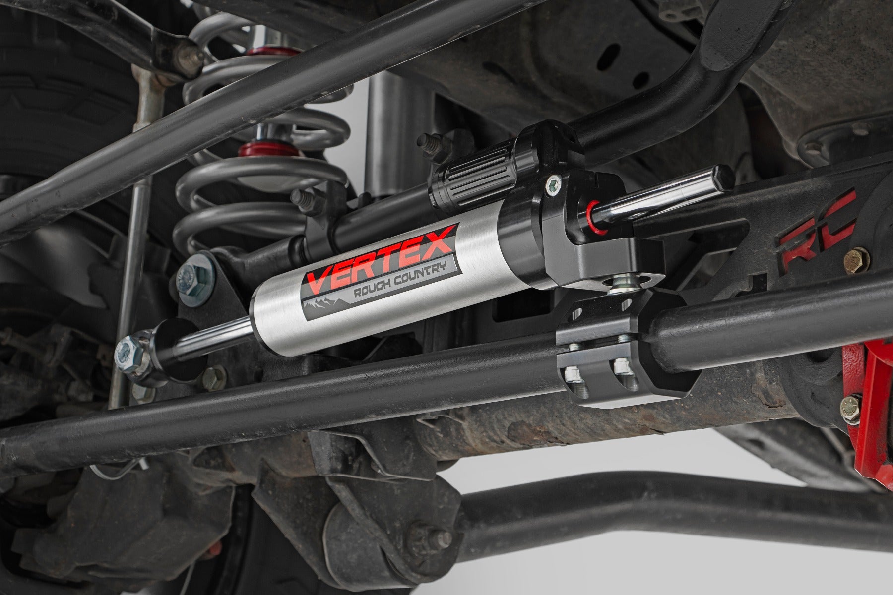 Rough Country | Steering Stabilizer | Vertex Steering Stabilizer Pass-Through 07-18 Jeep Wrangler JK Rough Country | 680900