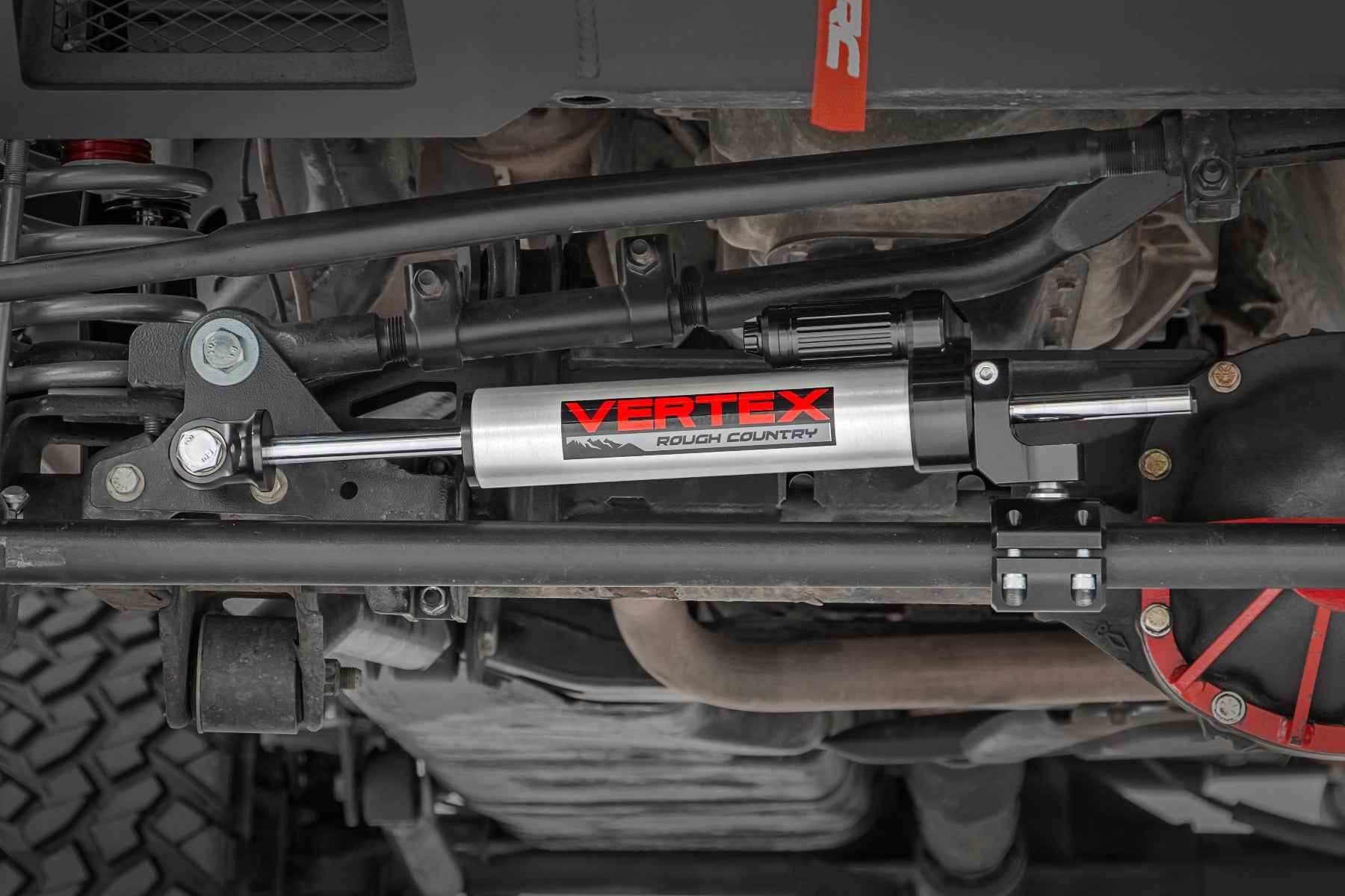 Rough Country | Steering Stabilizer | Vertex Steering Stabilizer Pass-Through 07-18 Jeep Wrangler JK Rough Country | 680900