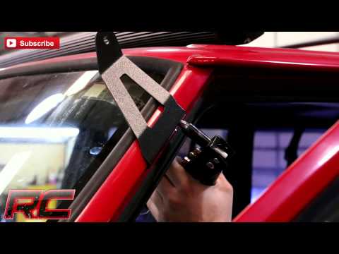 Rough Country | LED Light Bars | Jeep 50-inch Single Row Black Series Curved LED Light Bar Upper Windshield Kit 84-01 Jeep XJ Cherokee Rough Country | 70075