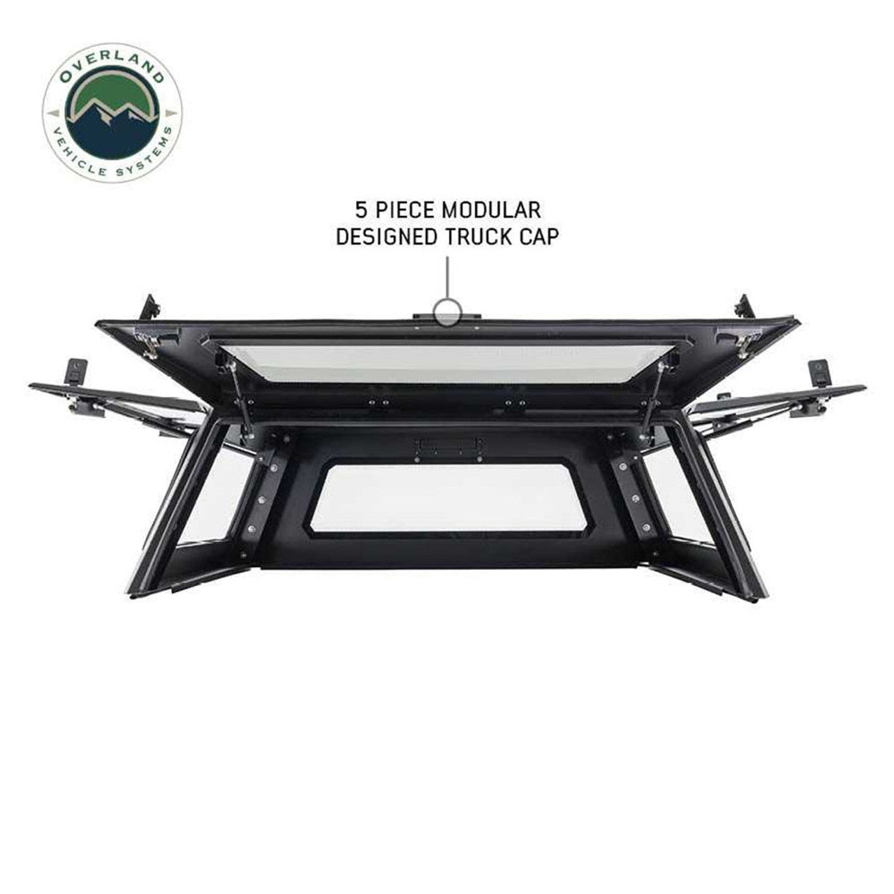 OVS | Truck Bed Caps | Expedition Truck Cap W/Full Wing Doors, Front and Rear Windows and 3rd Brake Light 2016-2024 Toyota Tacoma 5 Foot Bed Overland Vehicle Systems | 70100001