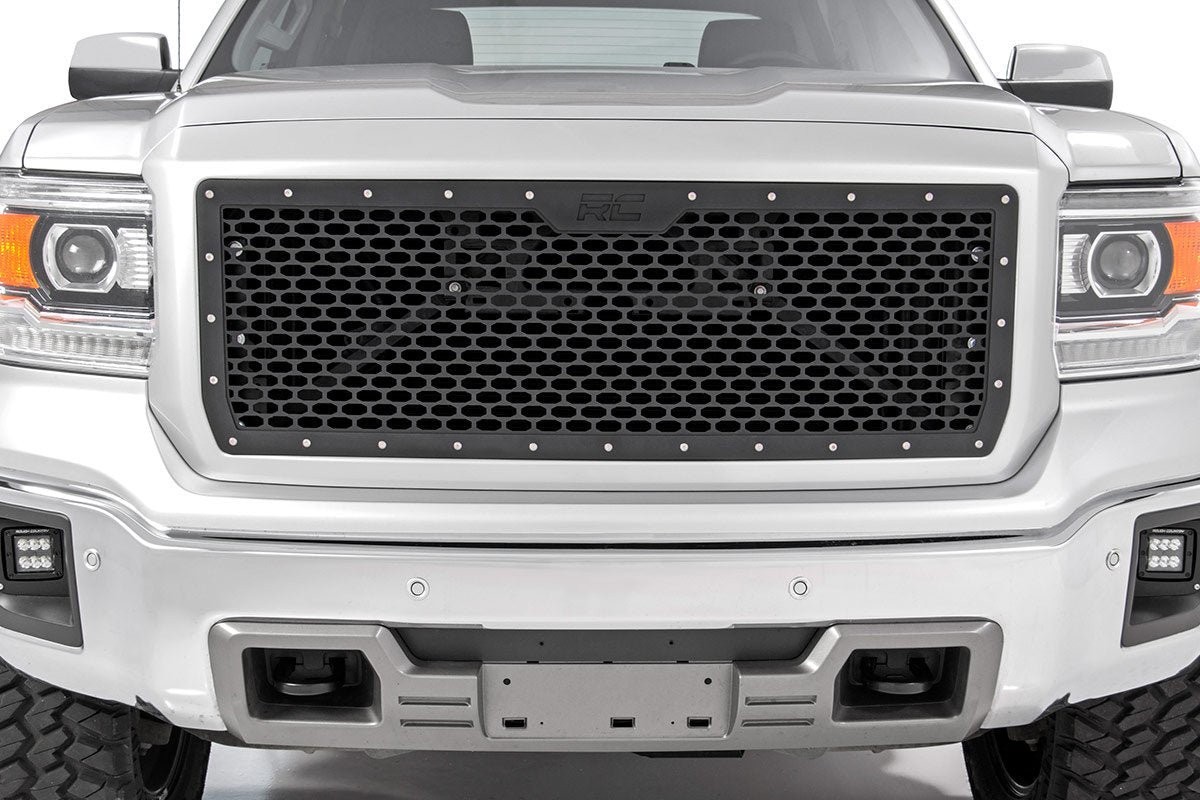 Rough Country | Grilles|Body & Frame|Exterior Parts & Car Care | Sierra Mesh Grille 14-15 1500 Sierra Black Powdercoat Stainless Steel Hardware Rough Country | 70188