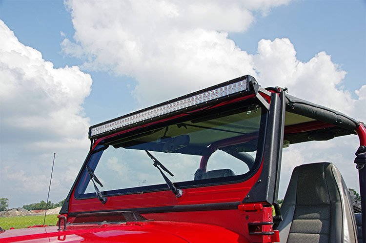 Rough Country | LED Light Bars | Jeep 50 Inch Straight LED Light Bar Upper Windshield Mounts 87-95 YJ Rough Country | 70508