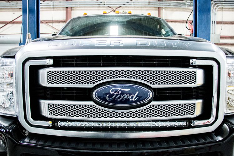 Rough Country | LED Grille Kit | Ford Super Duty 30-inch Black Series Cree LED Grille Kit w/Cool White DRL (Single) Rough Country | 70530BLDRL