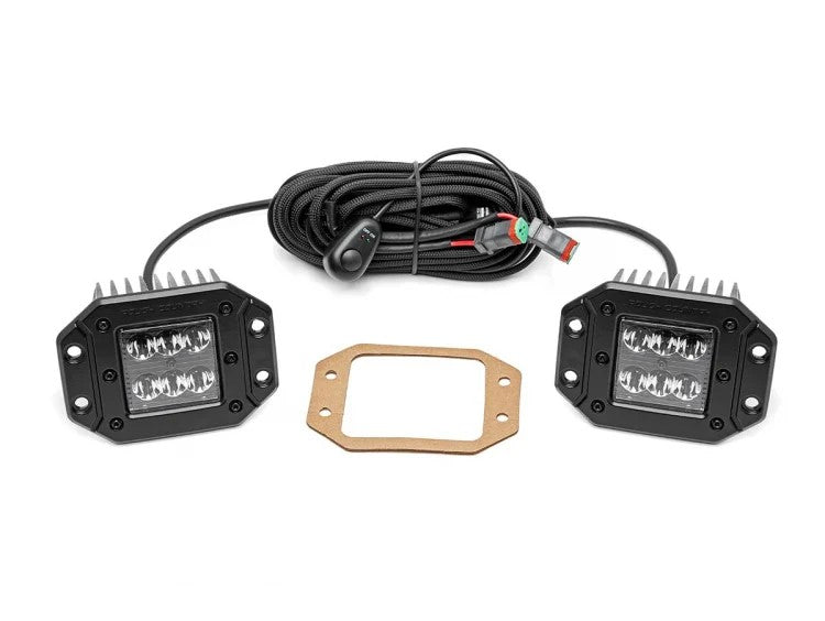 2 Inch Square Flush Mount Cree LED Lights Pair Black Series Rough Country