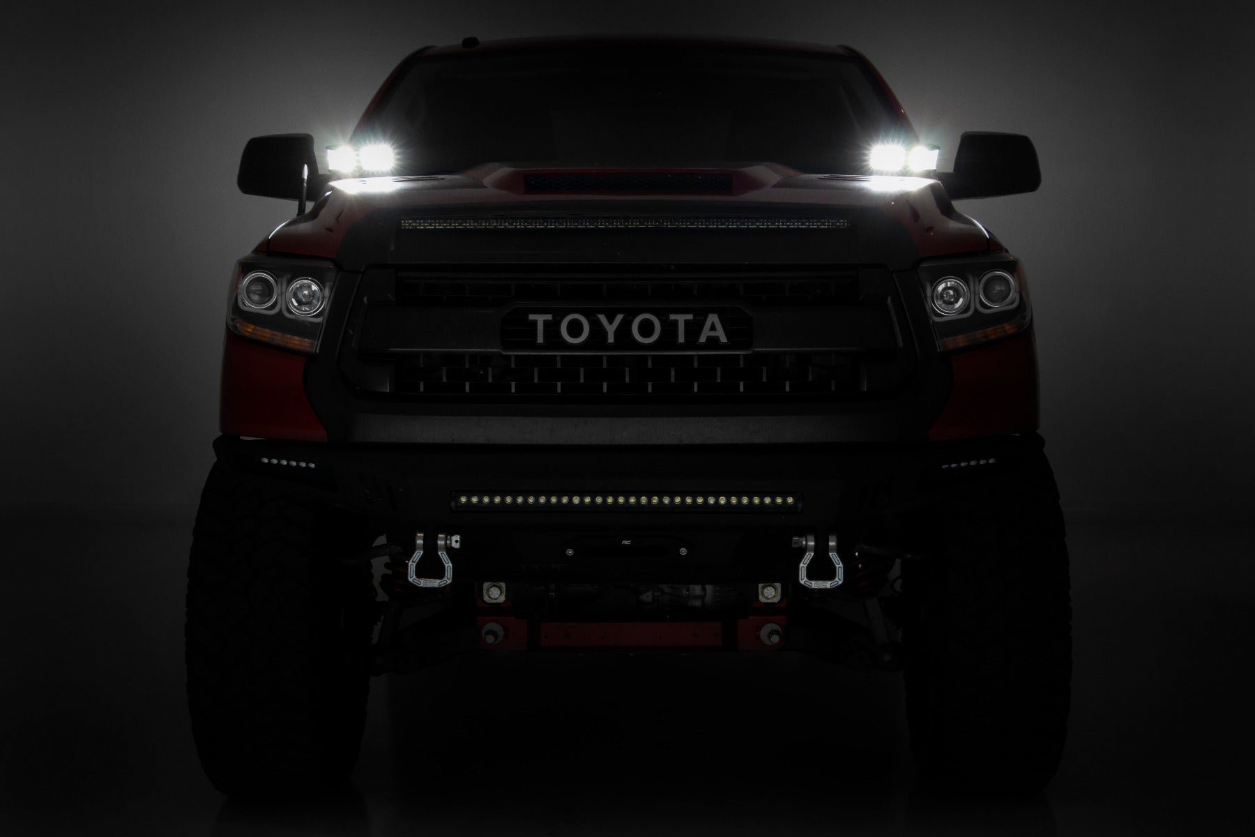 Rough Country | LED Light Kit | Toyota 2-inch LED Lower Windshield Ditch Kit (14-20 Tundra Black Series Spot and Flood Pattern Combo) Rough Country | 70866