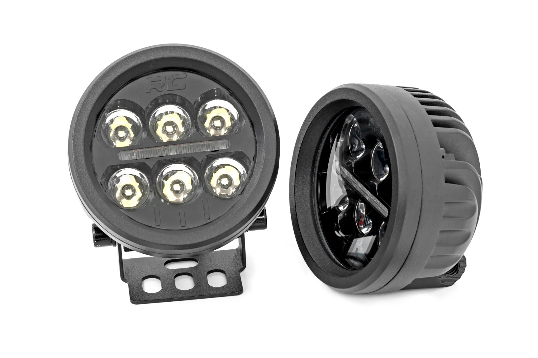 Rough Country | LED Light Pods | Black Series Round LED Light Pair 3.5 Inch Amber DRL Rough Country | 70900