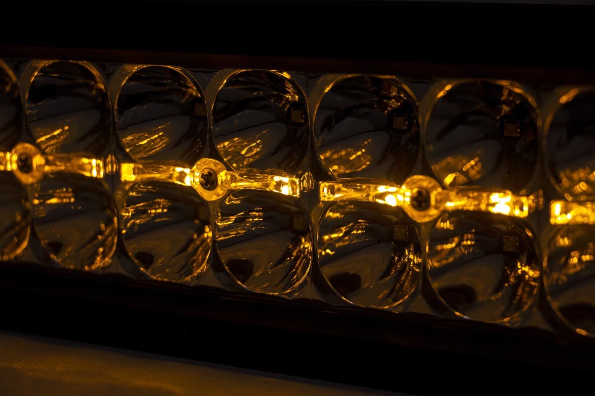 Rough Country | LED Light Pods | 20-inch Cree LED Light Bar Dual Row Chrome Series w/ Amber DRL Rough Country | 70920DA