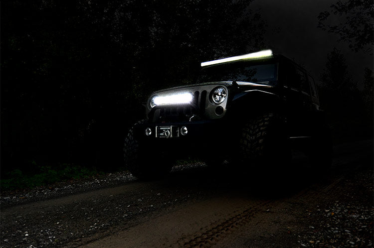 Rough Country | LED Light Pods | 20-inch Cree LED Light Bar Dual Row Chrome Series w/ Amber DRL Rough Country | 70920DA