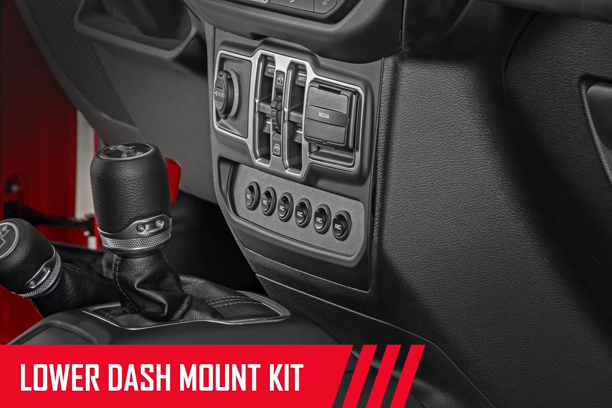 Rough Country | Mounting Brackets(Lighting) | MLC-6 Multiple Light Controller Lower Dash Mount Kit 18-20 Wrangler JL, 20 Gladiator JT Rough Country | 70964