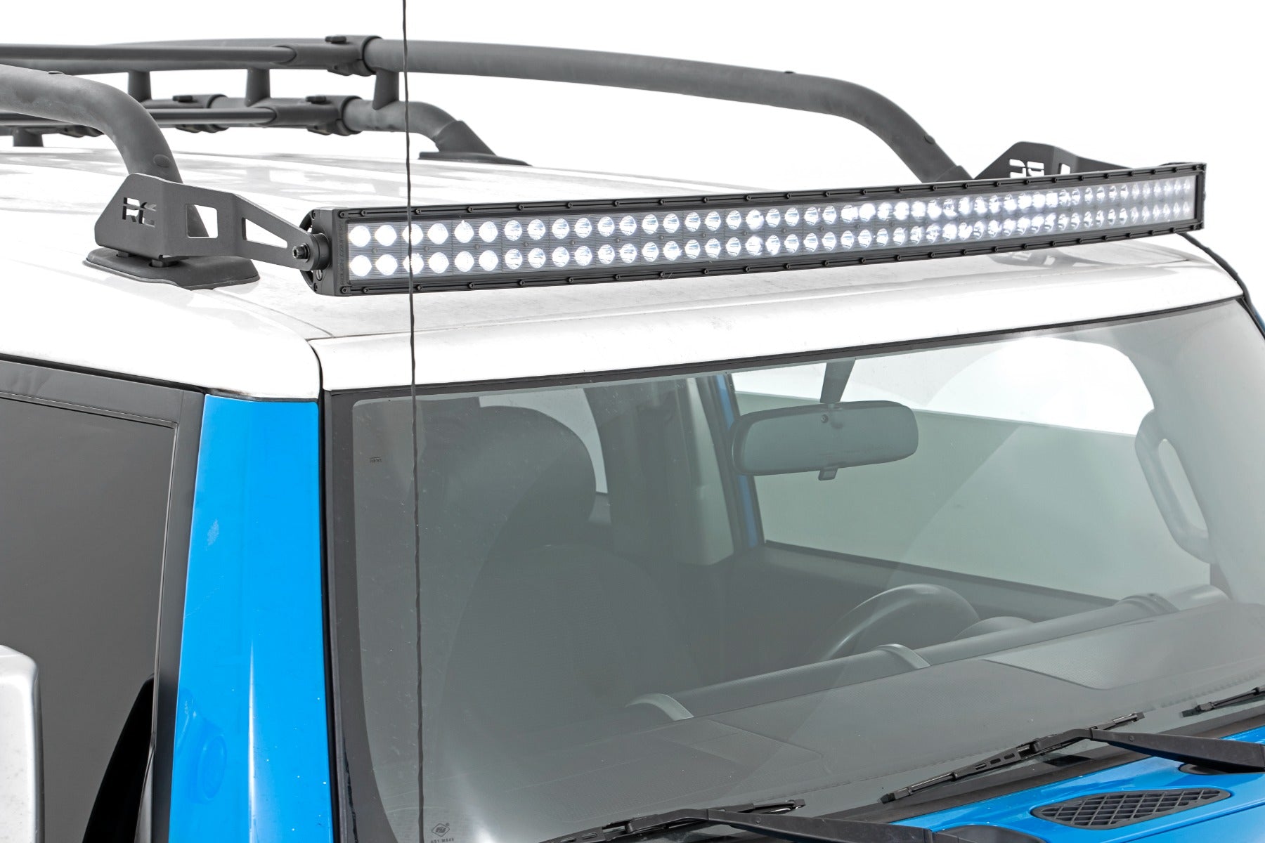 Rough Country | LED Light Bars | LED Light Windshield Kit 50 Inch Curved Dual Row Black Series with White DRL 07-14 Toyota FJ Cruiser Rough Country | 71203