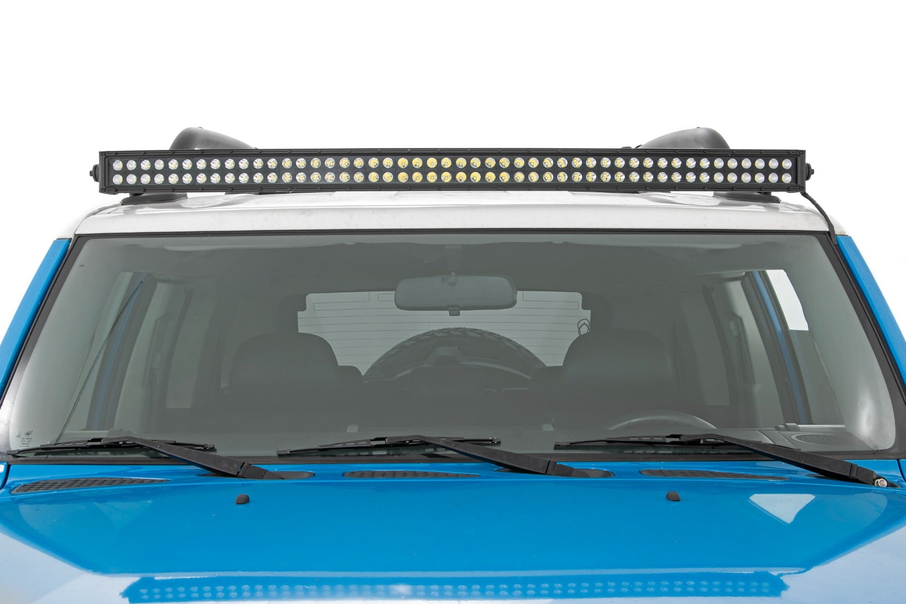 Rough Country | LED Light Bars | LED Light Windshield Kit 50 Inch Curved Dual Row Black Series with White DRL 07-14 Toyota FJ Cruiser Rough Country | 71203