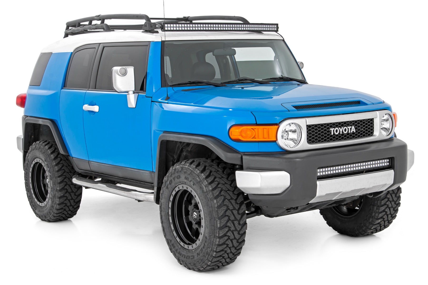 Rough Country | LED Light Bars | LED Light Windshield Kit 50 Inch Curved Dual Row Chrome Series with White DRL 07-14 FJ Cruiser Rough Country | 71205
